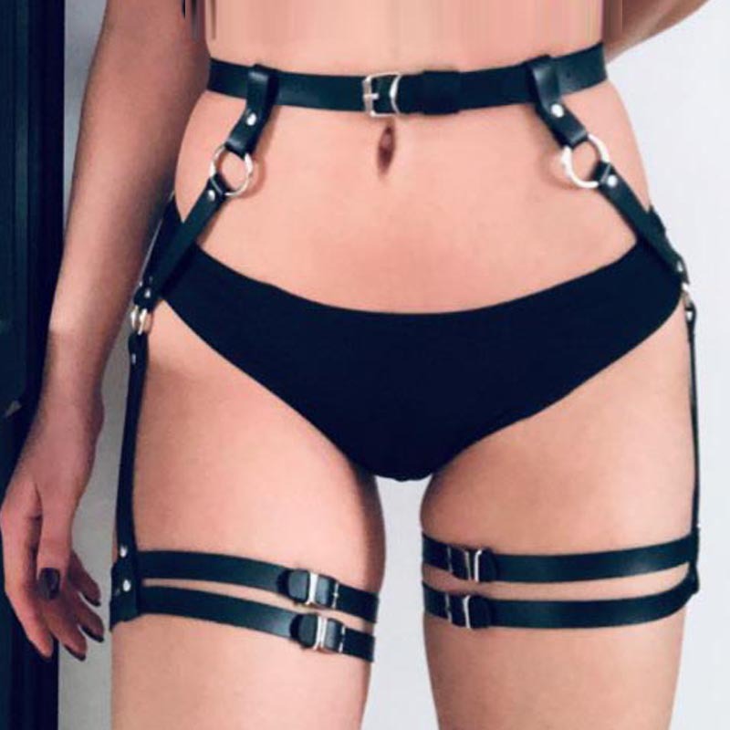 Sexy Leather Binding Body Chains Suit