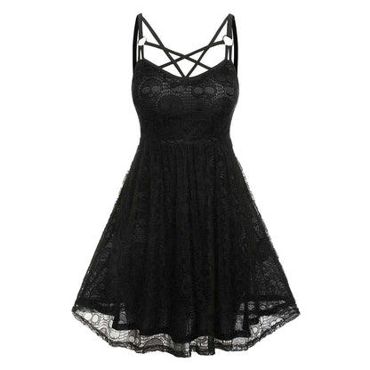 Gothic Lace Skull Splicing Sling Sexy Dress