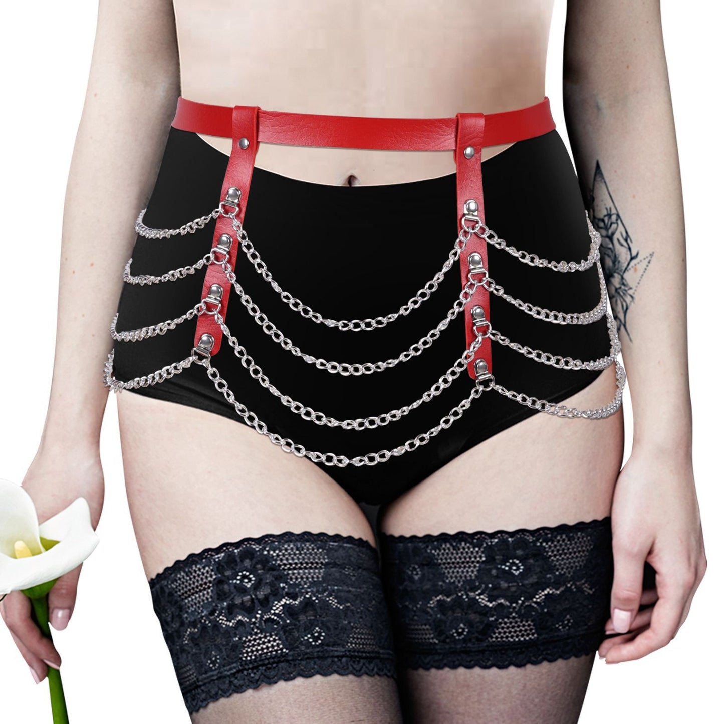 Sexy Pu Bow Leg Ring Garter