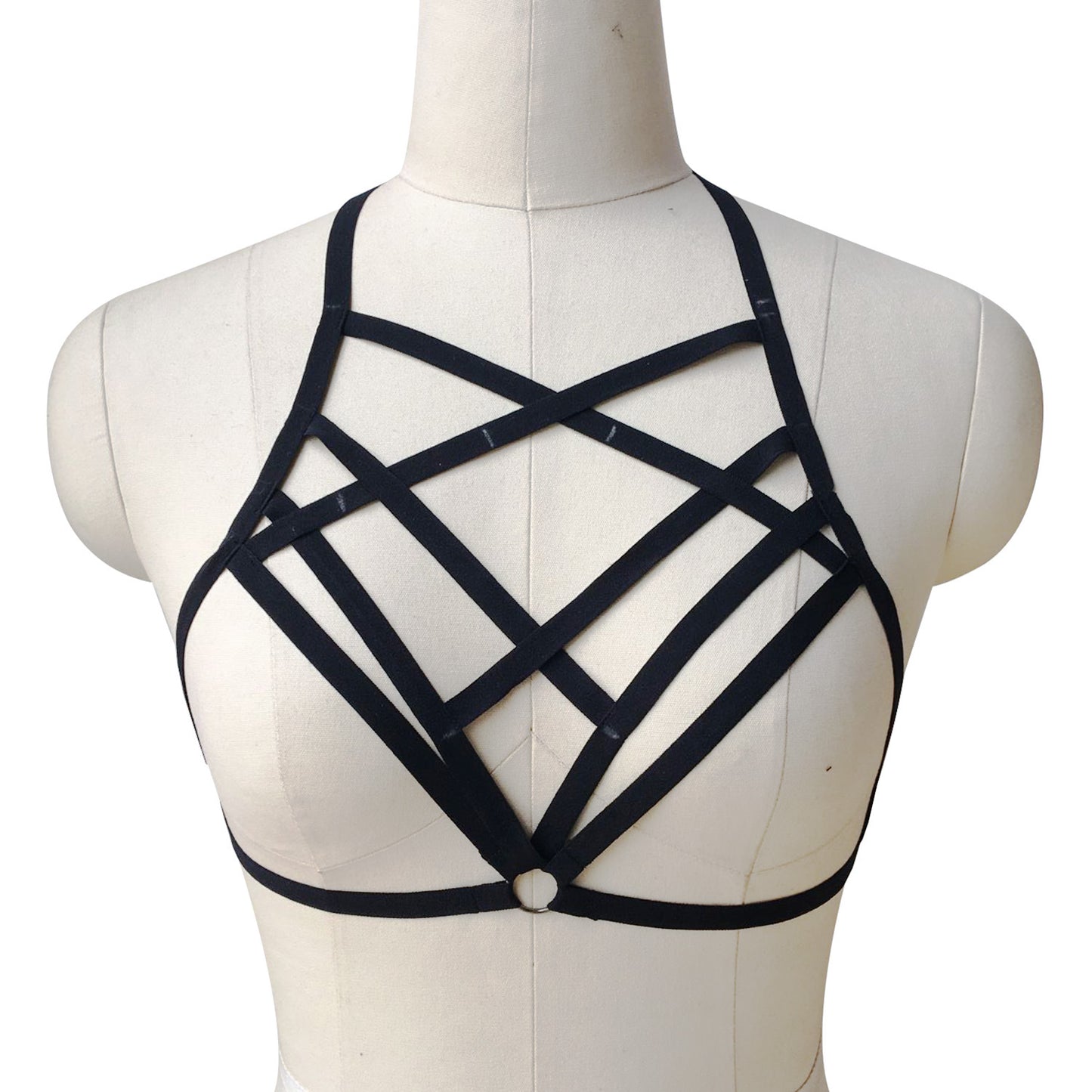 Sexy Crossover Lace up Elastic Bondage and Discipline Bra Strap