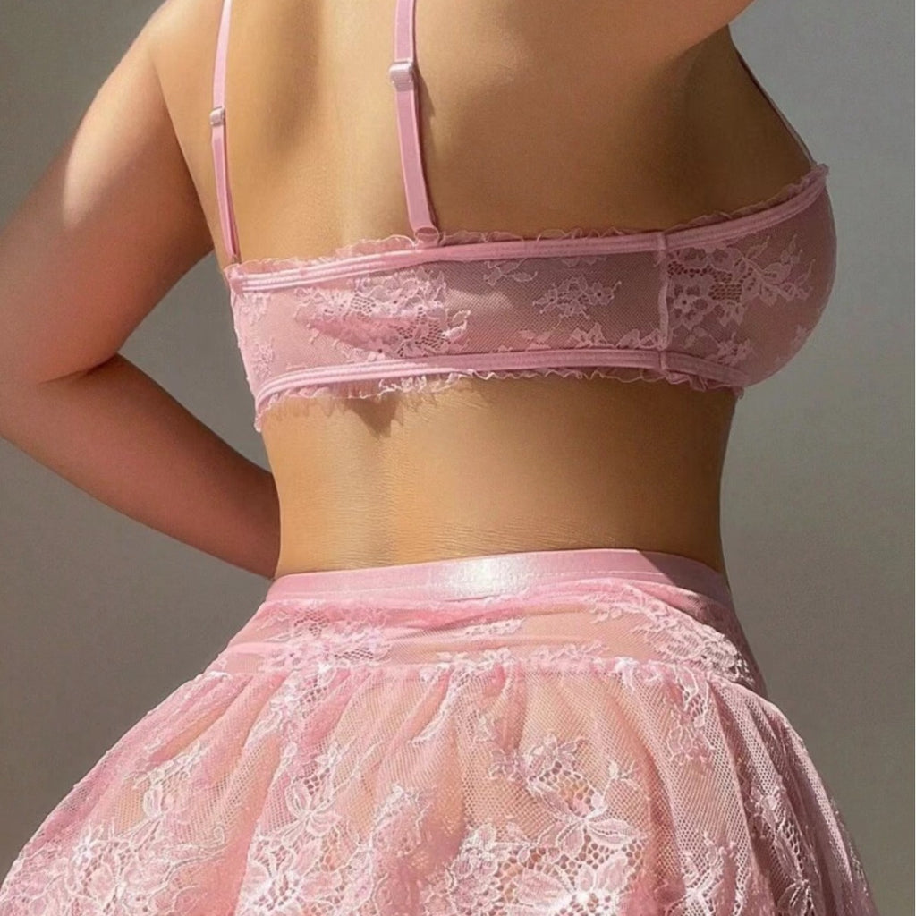 Light Lace No Steel Ring Bra Set