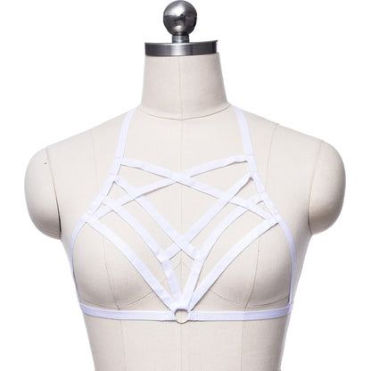 Sexy Crossover Lace up Elastic Bondage and Discipline Bra Strap