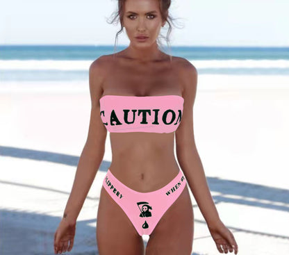 Maillot de bain bikini sexy avec haut tube et tête de mort