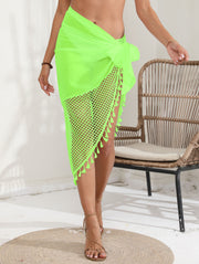 Chiffon Mesh Tassel Lace-up Skirt