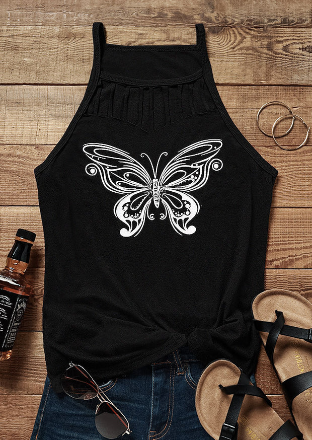 Butterfly Printed Sexy Hollow Vest