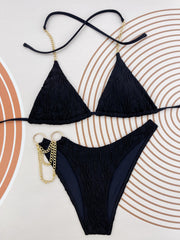 Sexy Three-Dimensional Fabric Elastic Cross Chain Bikini