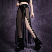 Dark Goth Wind High Slit Mesh Skirt