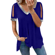 Schulterfreies T-Shirt mit Pailletten in reinen Farben für Damen