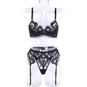 Lace Mesh Embroidered Sexy Push up Sling Underwear Suit
