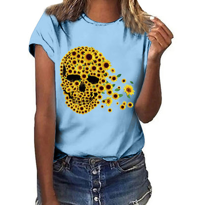 Sunflower Graffiti Printed Short Sleeve T-shirt