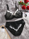 Christmas Sexy Color Block Lace Push up Bra 2-Piece Set