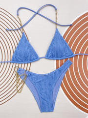 Sexy Bikini mit dreidimensionalem Stoff und elastischer Kreuzkette