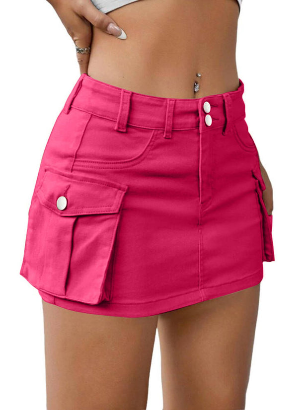 Women's Button Pocket Denim Skirt