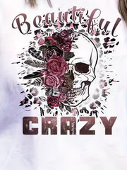 Beautiful Crazy Skull Flower Print Vest