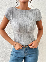 Sexy Wide Stripe Slim Fit Backless Short Top