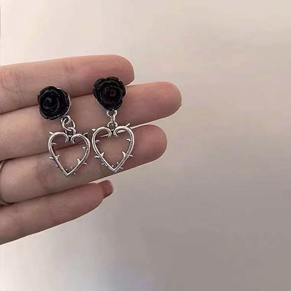 Thorn Black Rose Earrings