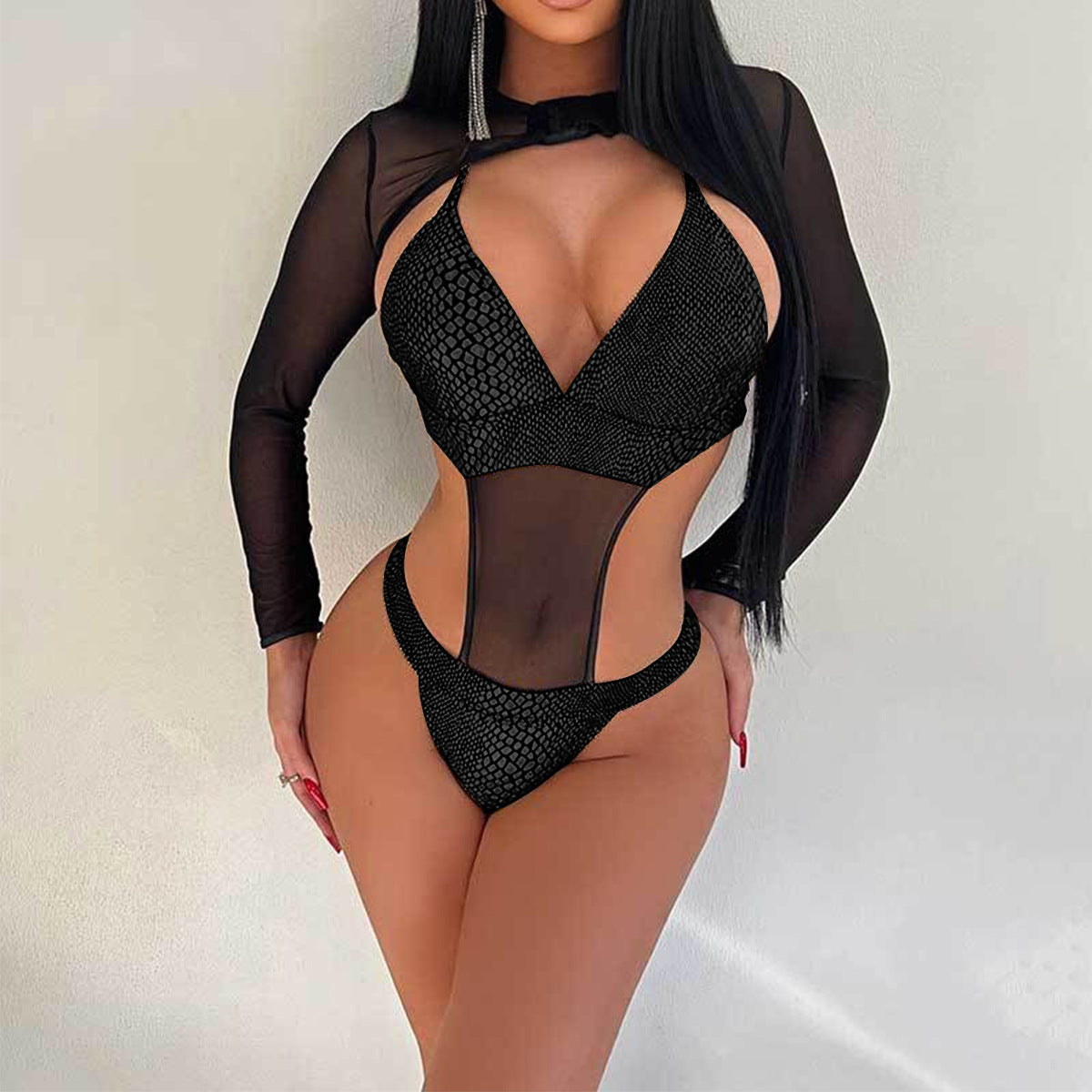 Sexy Mesh Serpentine One-Piece Swimsuit