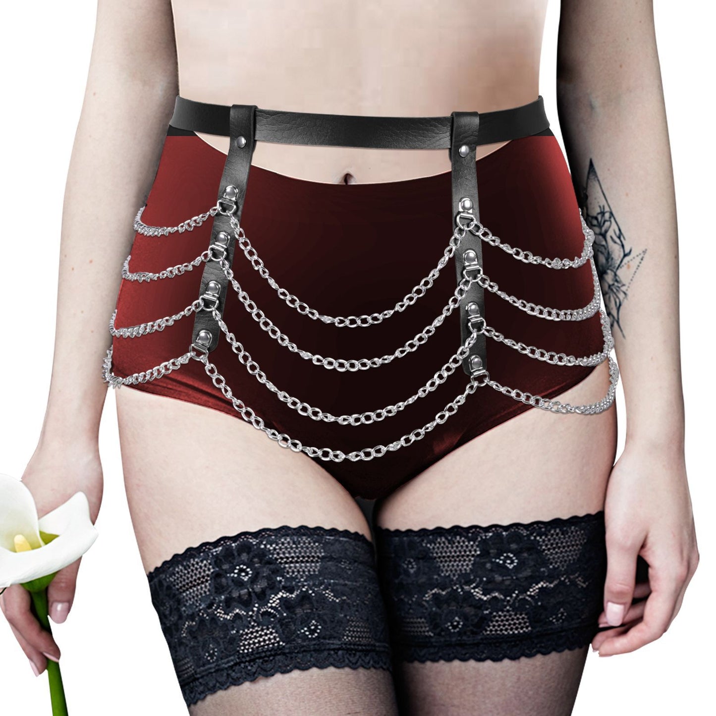 Sexy Pu Bow Leg Ring Garter