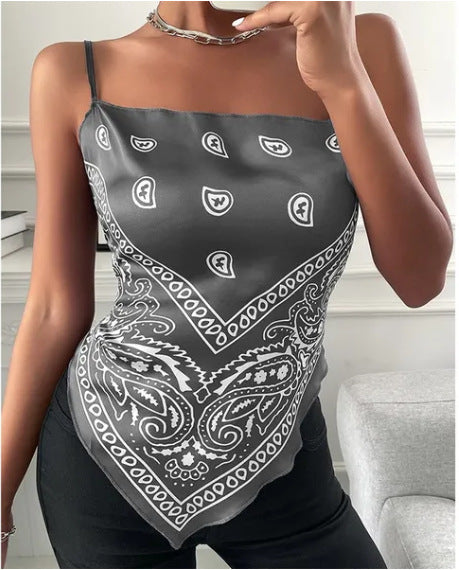 Ethnic Print Tank Top Small Slip Top