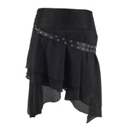 Punk & Rock Irregular Belt Skirt