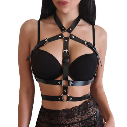 Sexy Leather Binding Body Chains Suit