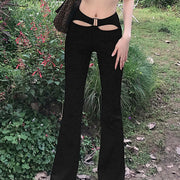 Sexy Bootcut-Hose mit hoher Taille und Cut-Outs