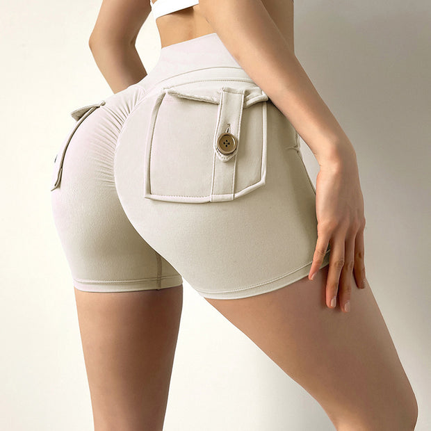 Pantalon de yoga taille haute extensible avec boutons de levage des hanches