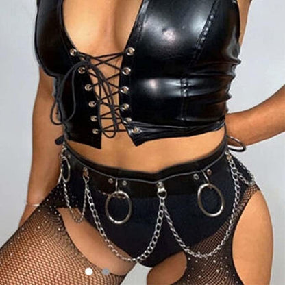 Sexy Punk Waist Chain Leather Belt Body Chains