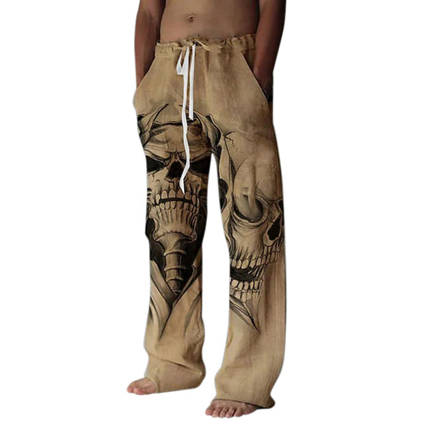 Skull Printing Casual Straight Trousers