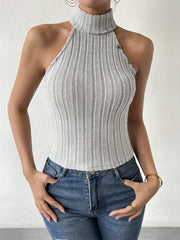 Button Slimming and Tight Turtleneck Knitting Vest
