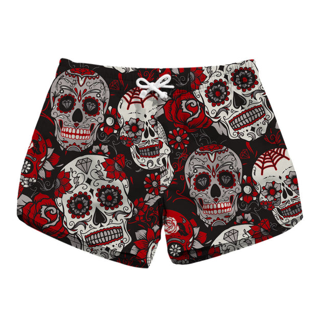 Women's Day of the Dead Skull Printed Breathable Outdoor Yoga Shorts