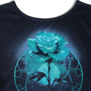 Flowers Print Printed Diagonal Collar Short-Sleeved T-shirt + V-neck Brace Vest Two-Piece Set