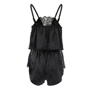 Sexy See-through Lace Suspender Shorts Pajamas Suit