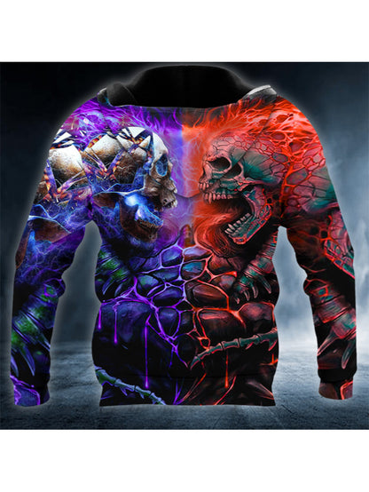 Men's Rock Skull Showdown Print Hoodie