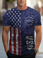 American Flag Paint Print Short Sleeve T-Shirt