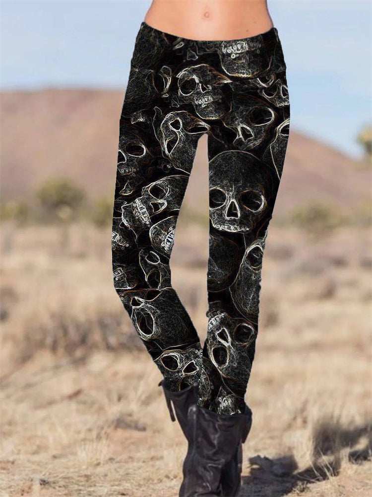 Gothic SkullPrinted Slim Fit Pants