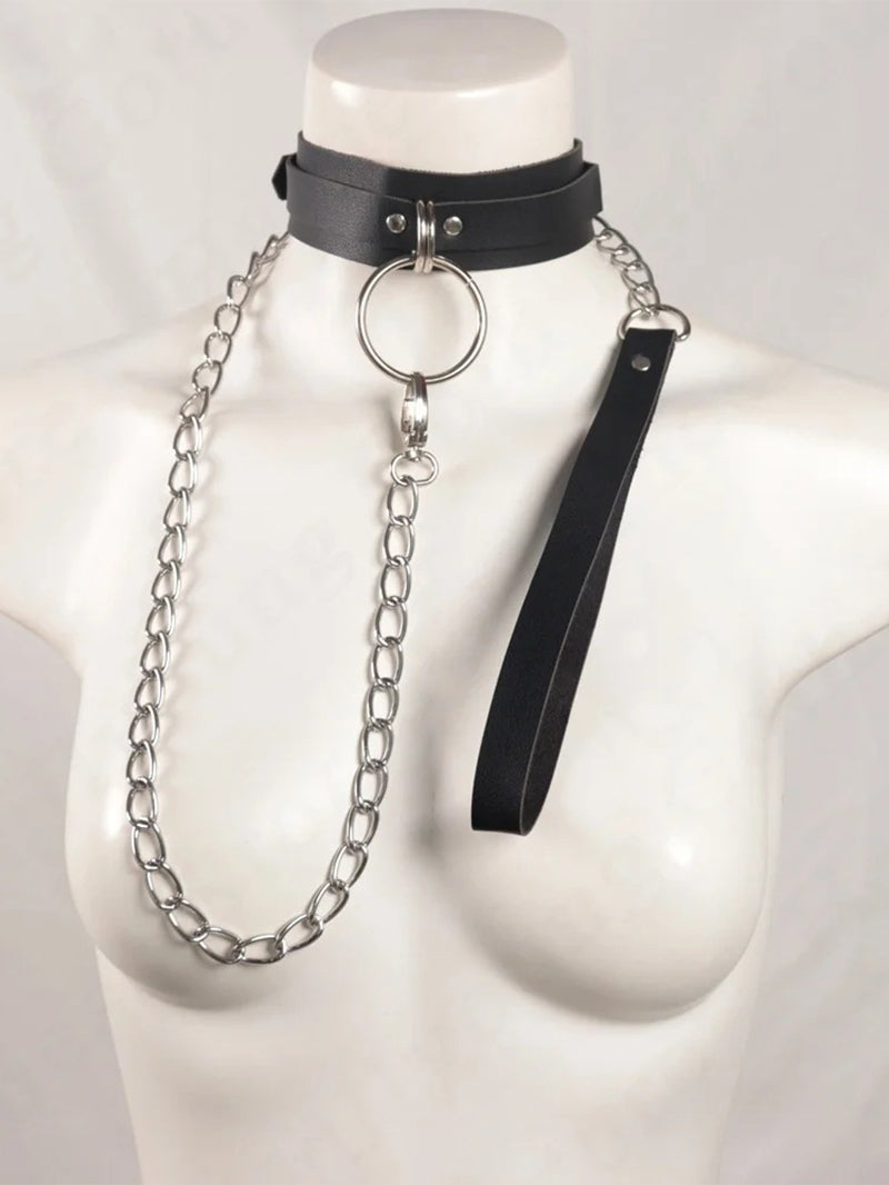 Sexy Leather Neck Ring Traction Collar