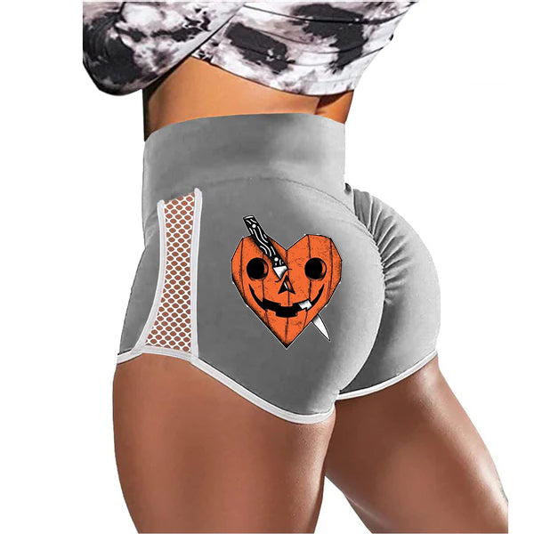 Halloween Heart Shaped Pumpkin Low-Rise Track Shorts