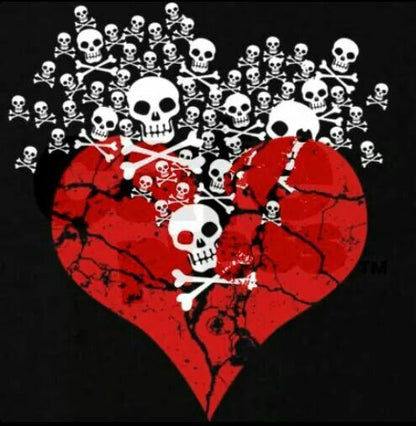 Skull Broken Heart Print Sexy See-through Gauzy Stitching T-shirt