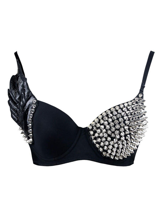 Sexy Dark Punk Rivet Wings Bra