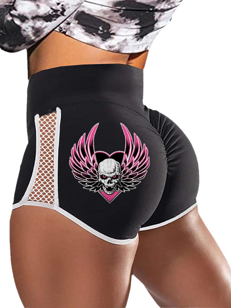 Gothic Wings Rose Print Sports Shorts