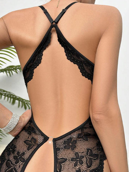 Sexy Lace Cutout Open Crotch Jumpsuit