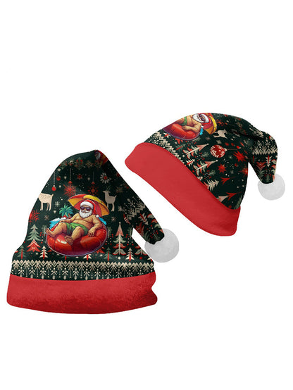 Christmas Multi-Pattern 3D Printed Cartoon Plush Christmas Hat