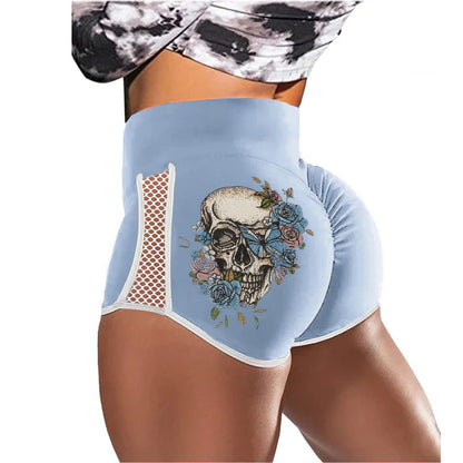 Skull Flower Particle Feeling Low-Rise Track Shorts