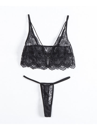 Sexy Lace Cross Hollow Underwear Suit