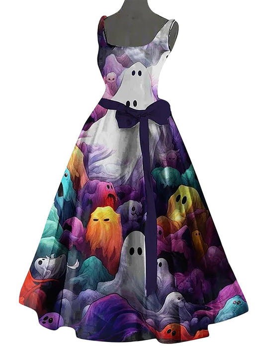 Halloween Funny Little Ghost Gothic Style Printing Dress