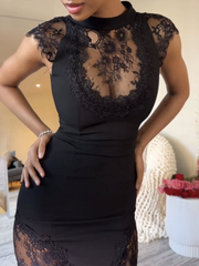 Dark Sexy Cutout Stitching Tight Dress
