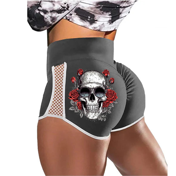 Sunglasses Skull Rose Low-Rise Track Shorts