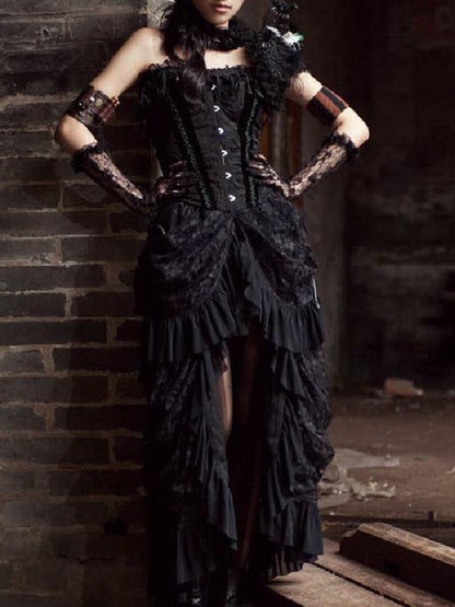 Steampunk Gothic Birdtail-shaped Lace Skirt