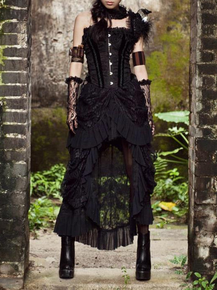 Steampunk Gothic Birdtail-shaped Lace Skirt